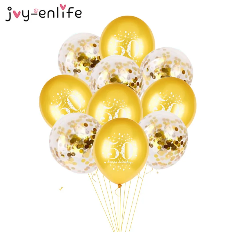 JOY-ENLIFE 10 Stück aufblasbare Konfetti-Luftballons 12 Zoll Latex-Luftballons 30 40 50 60 Jahre Geburtstagsfeier Erwachsene Folien-Heliumballons