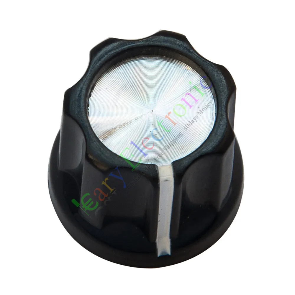 Wholesale and retail 10pc 17mm D Font Black knob Guitar tube potentiometer cap LP Volume Tone audio free shipping