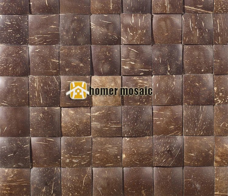 3D square natural coconut art mosaic tiles convex coconut panel beautiful gougers art mosaic tiles wall tiles backsplash