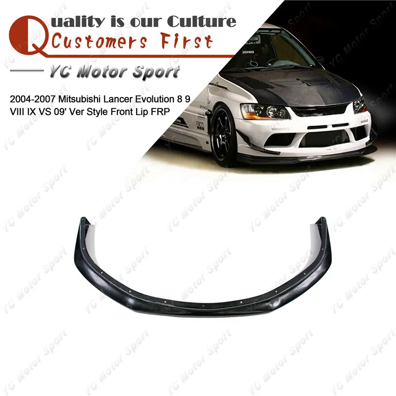 FRP Fiber Glass VS 09\' Ver Style Front Lip Only Fit For 2004-2007 Evolution 8-9 EVO 8 9 VIII IX Front Bumper Splitter Lip