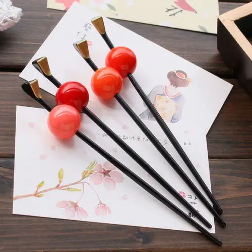 Presilhas para cabelo geisha, acessórios japonesas 4 cores vermelho rosa kanzashi