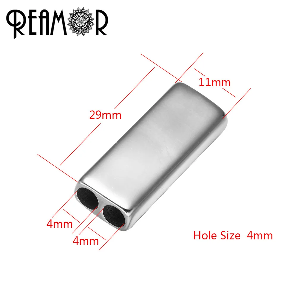 REAMOR 3pcs Polished 316l Stainless Steel 4mm Double Hole Blank Beads For DIY Bracelets Jewelry Making Logo Bead Accessories