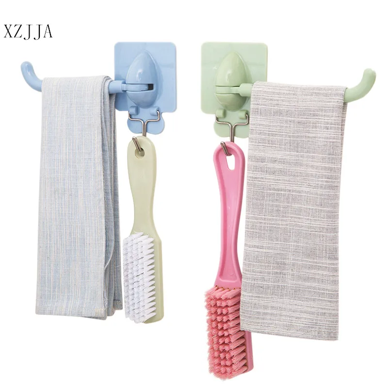 XZJJA Collapsible Bathroom Strong Self-adhesive Towel Holder  Household Wall-mounted Towel Rag Storage Rack Bathroom Hardware