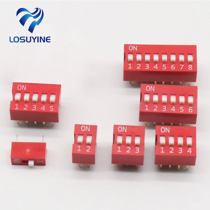 

35PCS/LOT Dip Switch Kit In Box 1 2 3 4 5 6 7 Way 2.54mm Toggle Switch Red Snap Switches Each 5PCS Combination Set