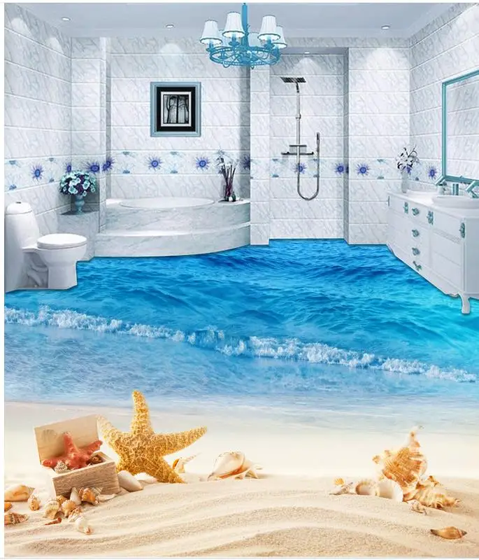 

Beach floor murals in wallpapers Beach floor murals Custom Photo self-adhesive 3D floor Home Decoration