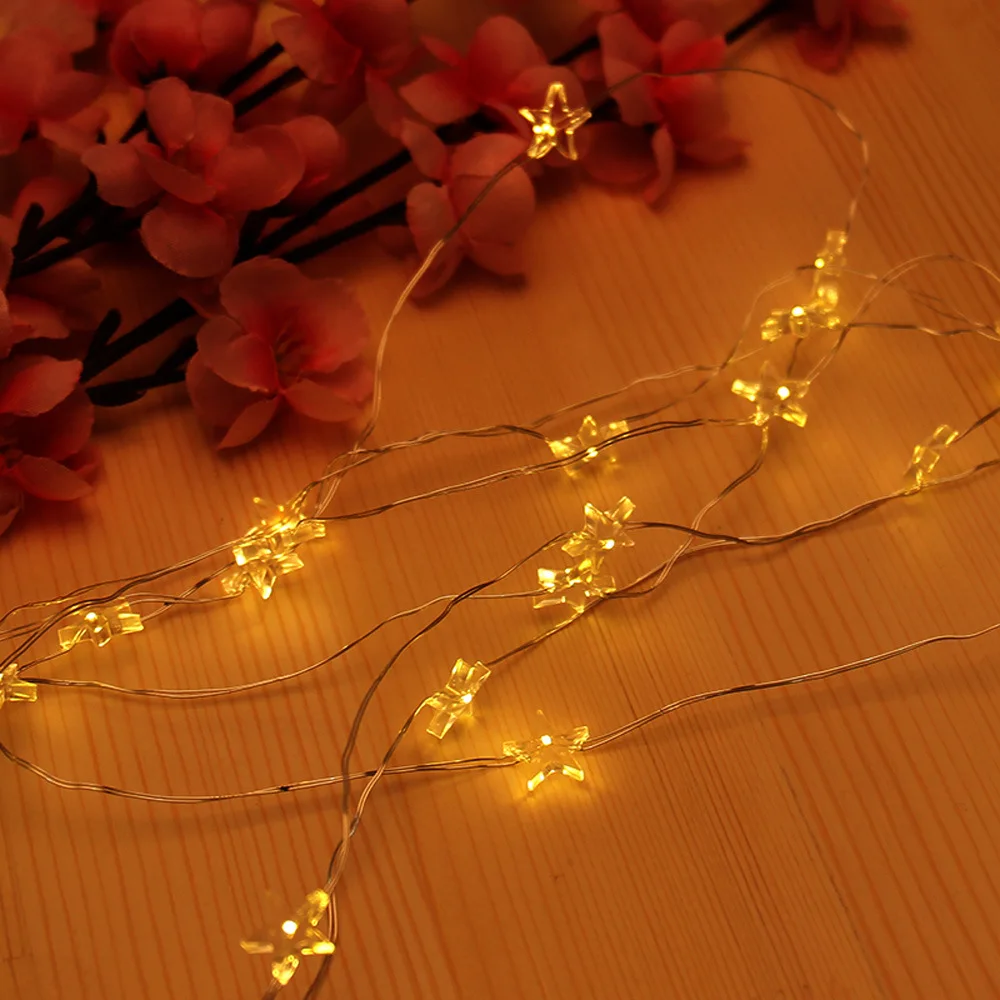20LED copper wire lamp wedding decoration light string waterproof button battery star flashing light string
