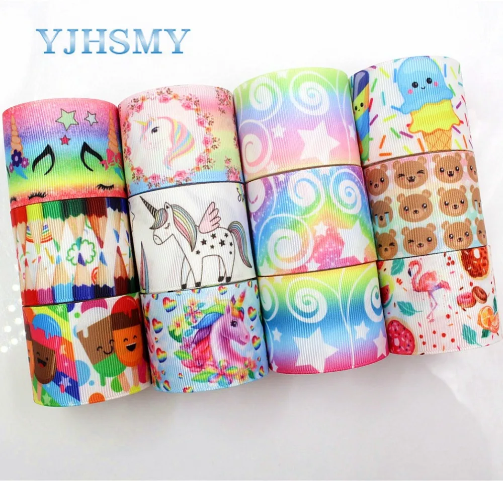 YJHSMY C-18416-768,38 mm 5 Yards Cartoon Printed grosgrain ribbons,DIY handmade Hair accessories Material wedding gift wrap