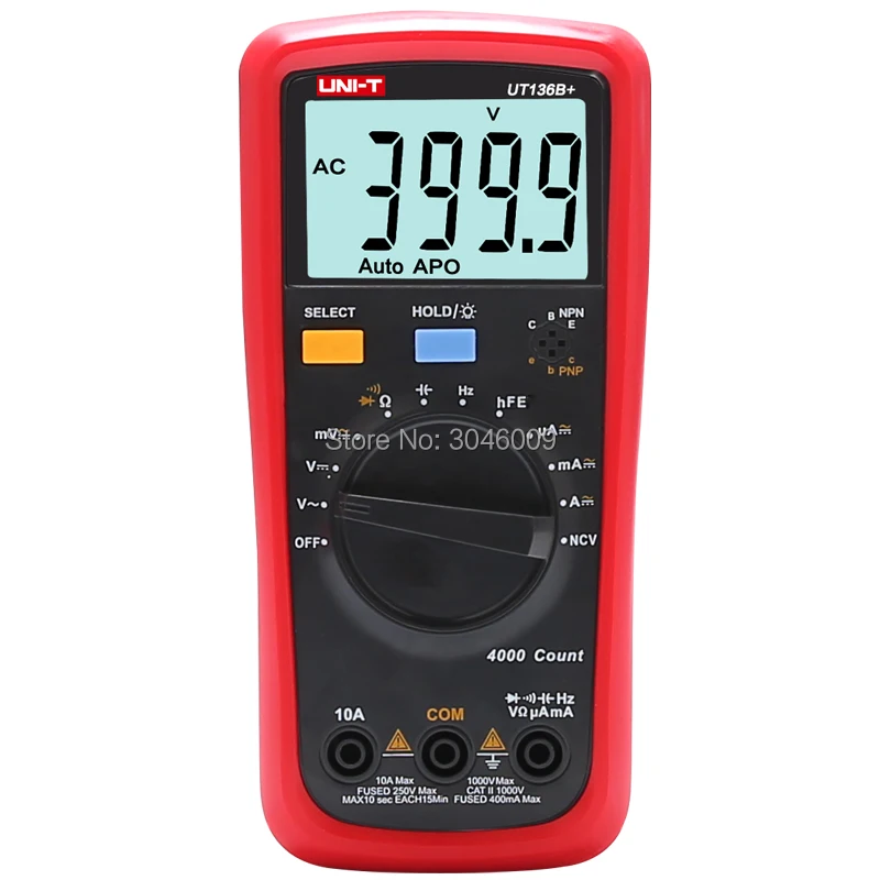 UNI-T UT136B+/UT136C+ Automatic Range Digital Multimeter; Resistor/Capacitor/Frequency/Temperature/HFE/NCV Test