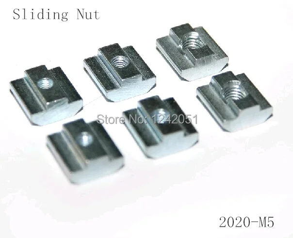 

50pcs/lot T Sliding Nut block M5 for 2020 Aluminum Profile slot 6 Zinc Coated Plate Aluminum Accessories