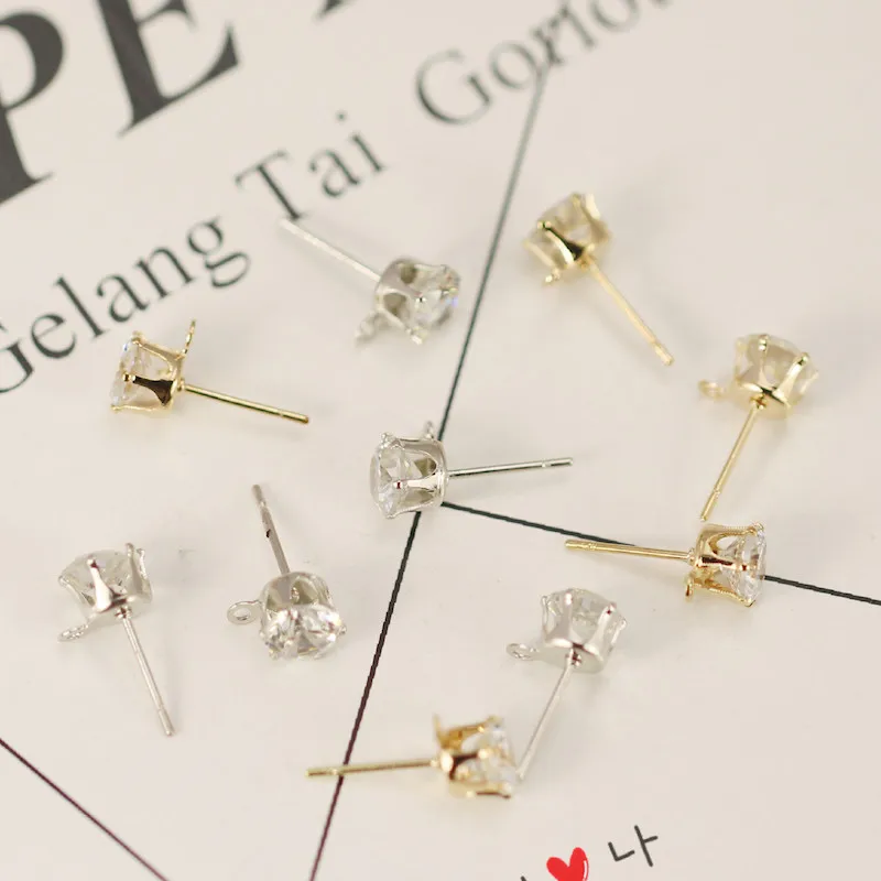 50pcs Earrings Drop bling Ear Studs Connector Posts Pins Base Settings Jewelry Making handmade DIY material