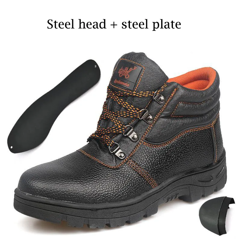 Safety Shoes Cap Steel Toe Safety Shoe Boots For Man Work Shoes Men Waterproof Size 12 Footwear Winter Wear-resistant GXZ023