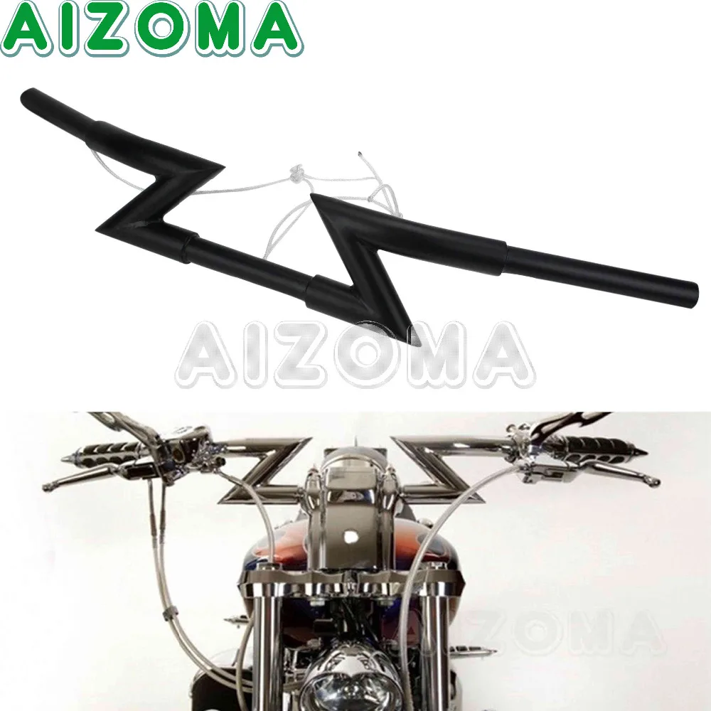 Motorcycle 1\'\' & 25mm Handlebar Universal Custom Z Bars Black For Harley Chopper Sportster XL Dyna Glide Softail Custom Bobber