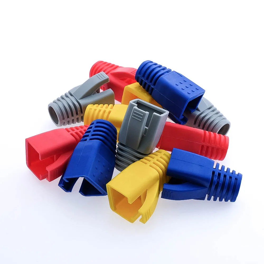 

7mm Cat6 Cat6a Cat5e RJ45 Plug Ethernet Network Cable Strain Relief Boots RJ45 plug Caps RJ45 Connector Colorful boots HY1533