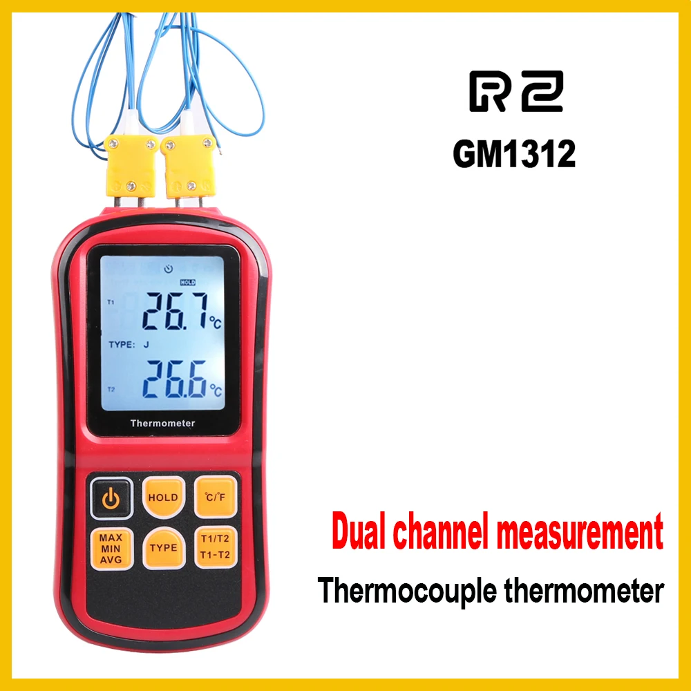 Professional thermometer Digital Measure Tool thermometer Temperature Meter Tester for K/J/T/E/R/S/N with LCD Back light GM1312