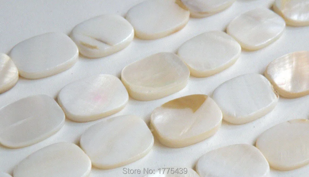 22x13x3mm White Natural Mother of Pearl Shell Rounded Rectangle Beads Approx 39CM Per Strand