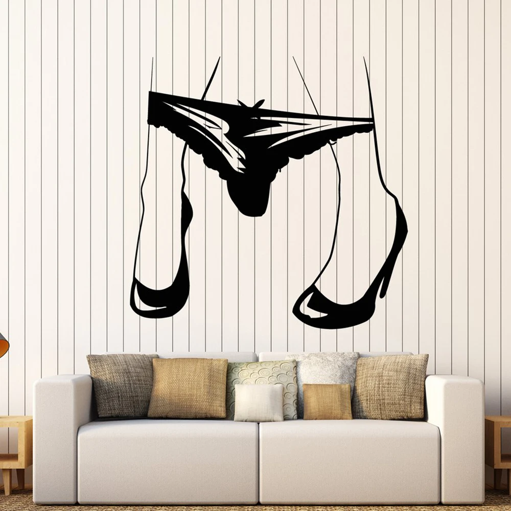 Vinyl Wall Decal Sexy Hot Girl Legs Thong Get Naked Underwear Stickers Removable Art Mural For Living Room Home Decor L754