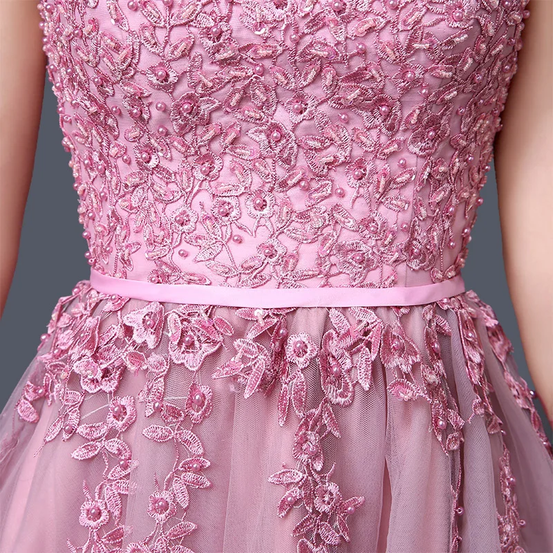 Afs # Roze Kant Korte Graduation Bruidsmeisjekleding Toast Pak Bruiloft Jurk Meisjes Prom Gown Goedkope Groothandel Kleding