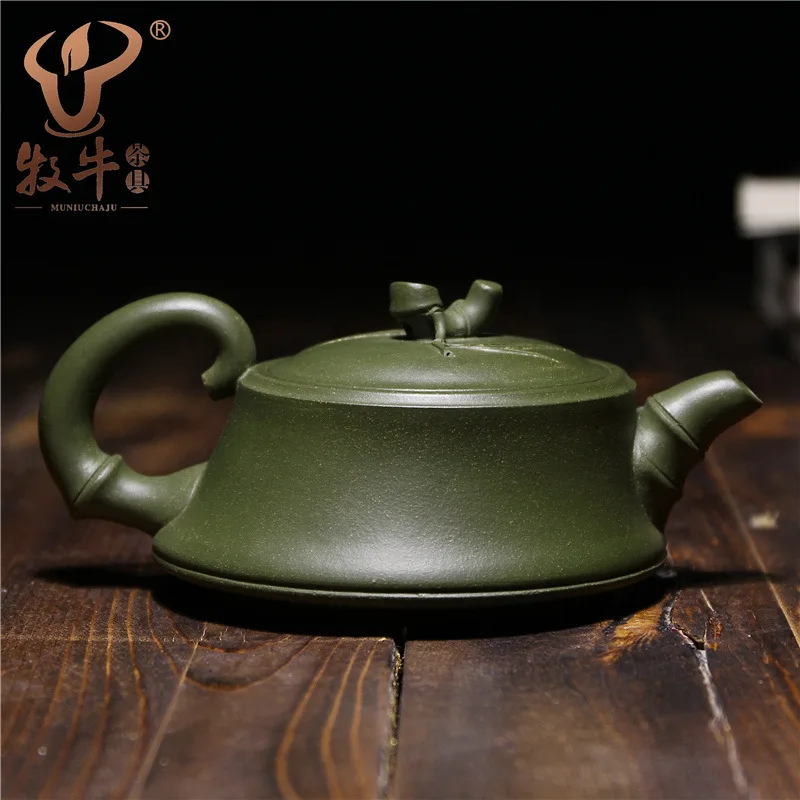 Yixing factory direct batch teapot green mud products bamboo Teapot Tea Set 160ml gift shop mixed batch