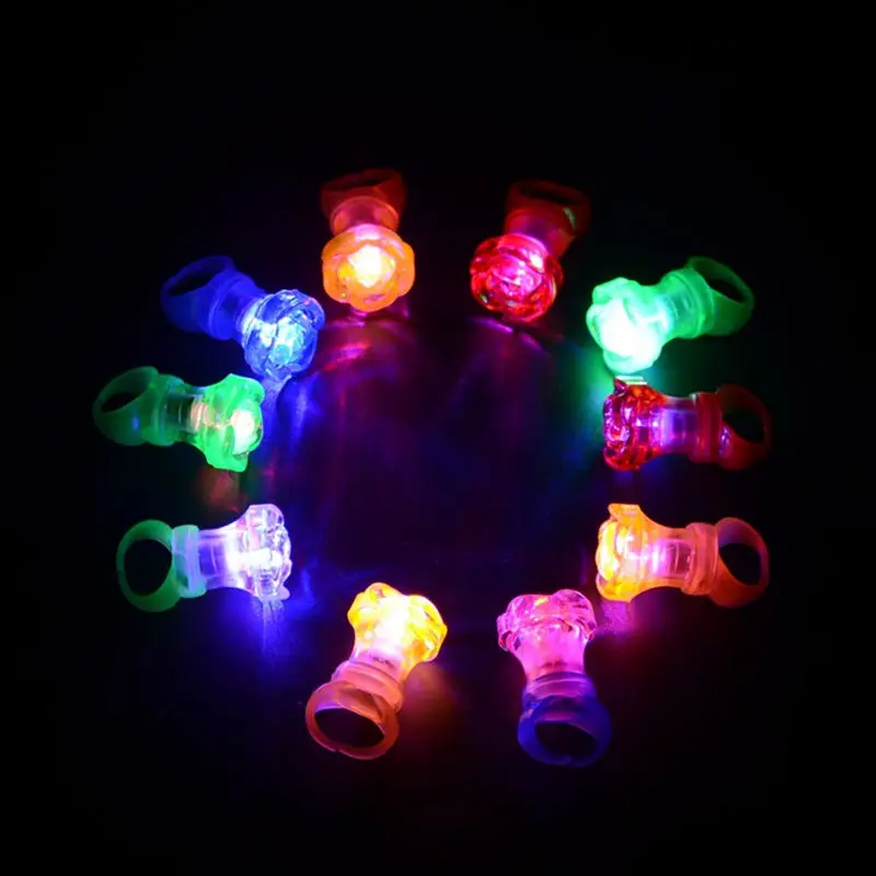 LED Flashing Rose Rings Blinking Light Up Glowing Finger Rings Favor Glow Party F20173621