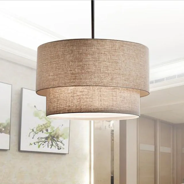 

Modern Flax Fabric Lampshade LED Pendant Lamp,Dia 40/50/60CM Led Hanging Lights for Foyer Finning room Hotel Lighting Fixture