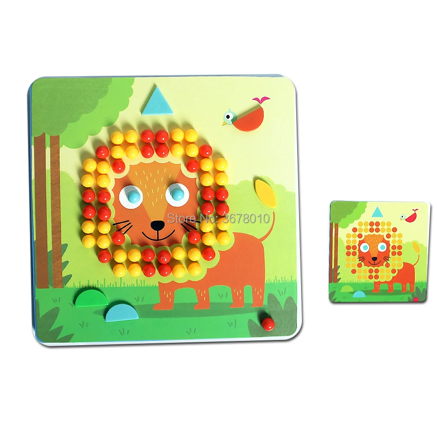 3D Puzzles Art sketchpad Mushroom Nails Jigsaw Puzzles Creative Mosaic Pegboard Montessori Educaltional Toy for Children