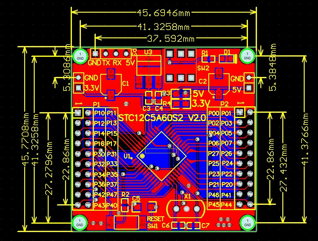 STC12C5A60S2 Small System 51 1 Chip Core Board 1 Chip Microcomputer Smart Car YS-61