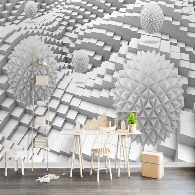 beibehang Wallpaper Mural Wall Stick 3d Ball Rotary Building Space TV Background Wall papel de parede wallpaper for walls 3 d