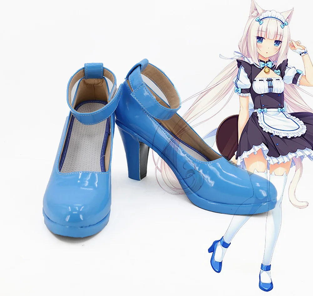 Vanilla Shoes Cosplay Nekopara Vanilla Cosplay Shoes High Heel Blue Boots Custom Made Unisex Cosplay Shoes