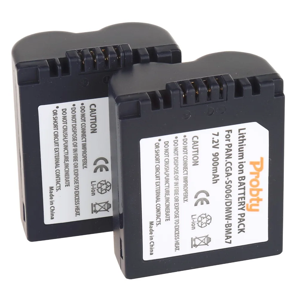 Probty 2pcs CGA-S006 CGAS006 DMW-BMA7 Li-ion Battery for Panasonic DMC FZ18 FZ28 FZ30 FZ35 FZ38 FZ50 FZ7 FZ8