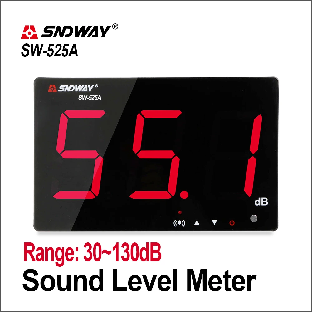 

SNDWAY Digital Sound Level Meter 30~130db Noise Db Meter Large Screen Hanging Type Measuring Decibel Monitoring Testers SW-525A