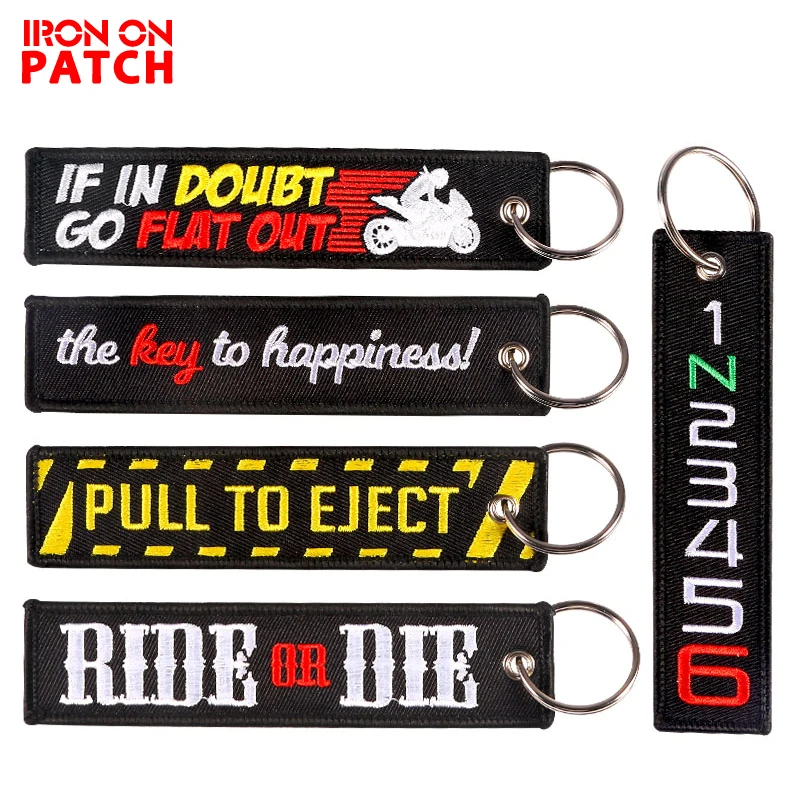 Nuclear Launch Key Chain Keychain for Motorcycles and Cars Scooters Tag carabiner Embroidery Key Fobs OEM buckles for key