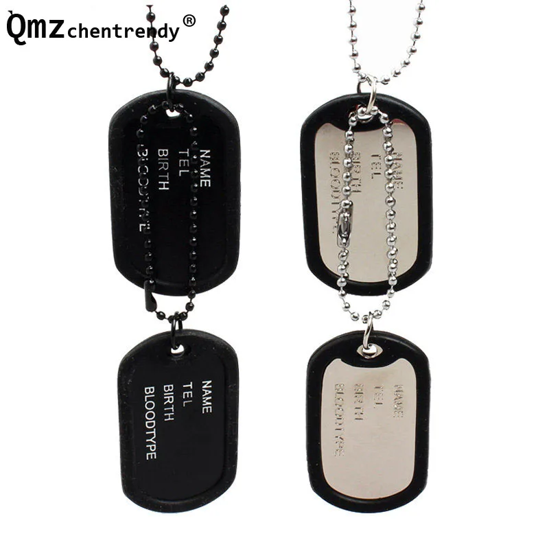 Men High Qualtiy Hip Hop Personal Information Necklace U.S. Soldiers Double Dog Tag Chain Punk Jewelry Wholesale Price