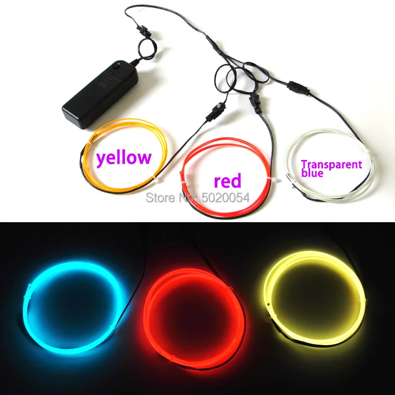 3 Colors in 1 Controller 1.3MM Flexible EL Wire Rope Tube Strip EL Neon Light Dance Decor car Lights Neon LED lamp