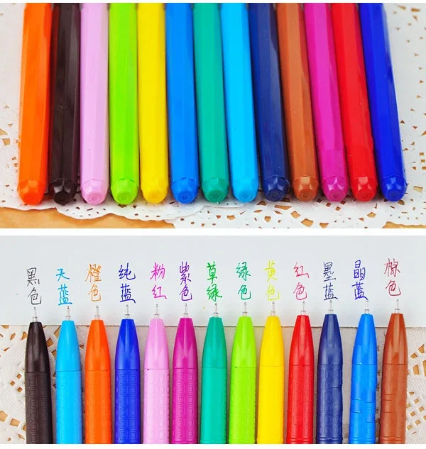 Fashion Cool Colorful 13-Color 0.38mm Needle-Tip Fineliner Gel Pen for School Stationery & Office Supply