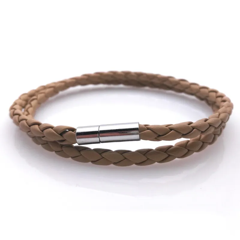 New Style! 2023 Latest Popular 2 Laps Leather Bracelet, Men Charm Vintage Black Bracelet, 7 Color Choose,Length 42CM