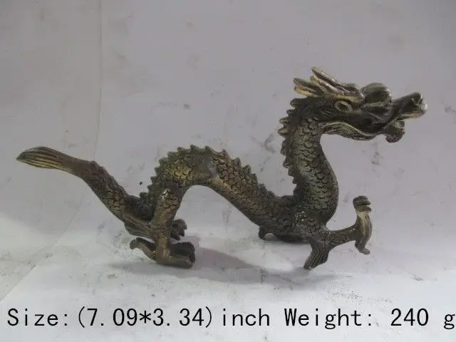 Elaborate Chinese hand-carved copper antique collection dragon statue