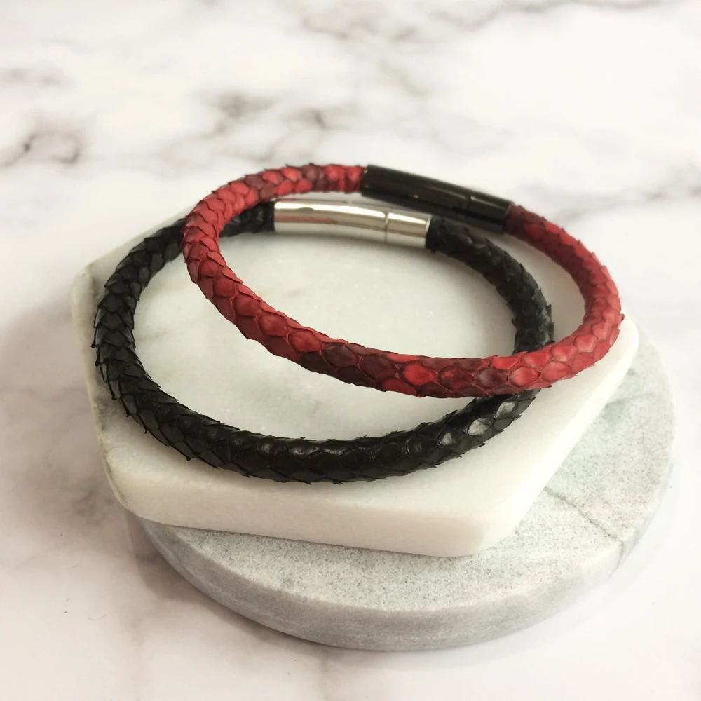 Luxury Men Blue Python Leather Bracelet With Magnet Python Watch Brand Genuine Leather Strap Bracelets Women