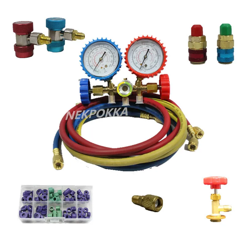 R134 R22 R404A R410,Refrigerant pressure gauge for household air conditioning/Pressure metering of refrigerant filling