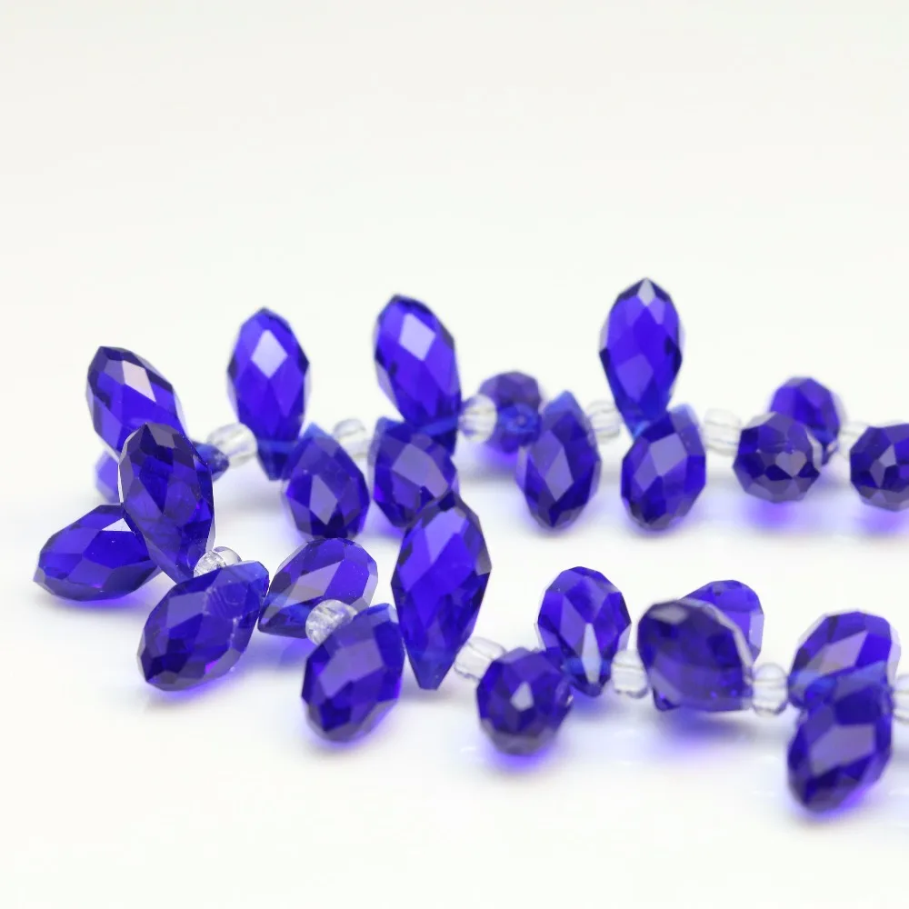 Crystal Drop Blue Pendant 6x12 8x13 10x20 12x25mm Glass Teardrop Faceted Beads Jewelry Accessories For DIY Making Earrings