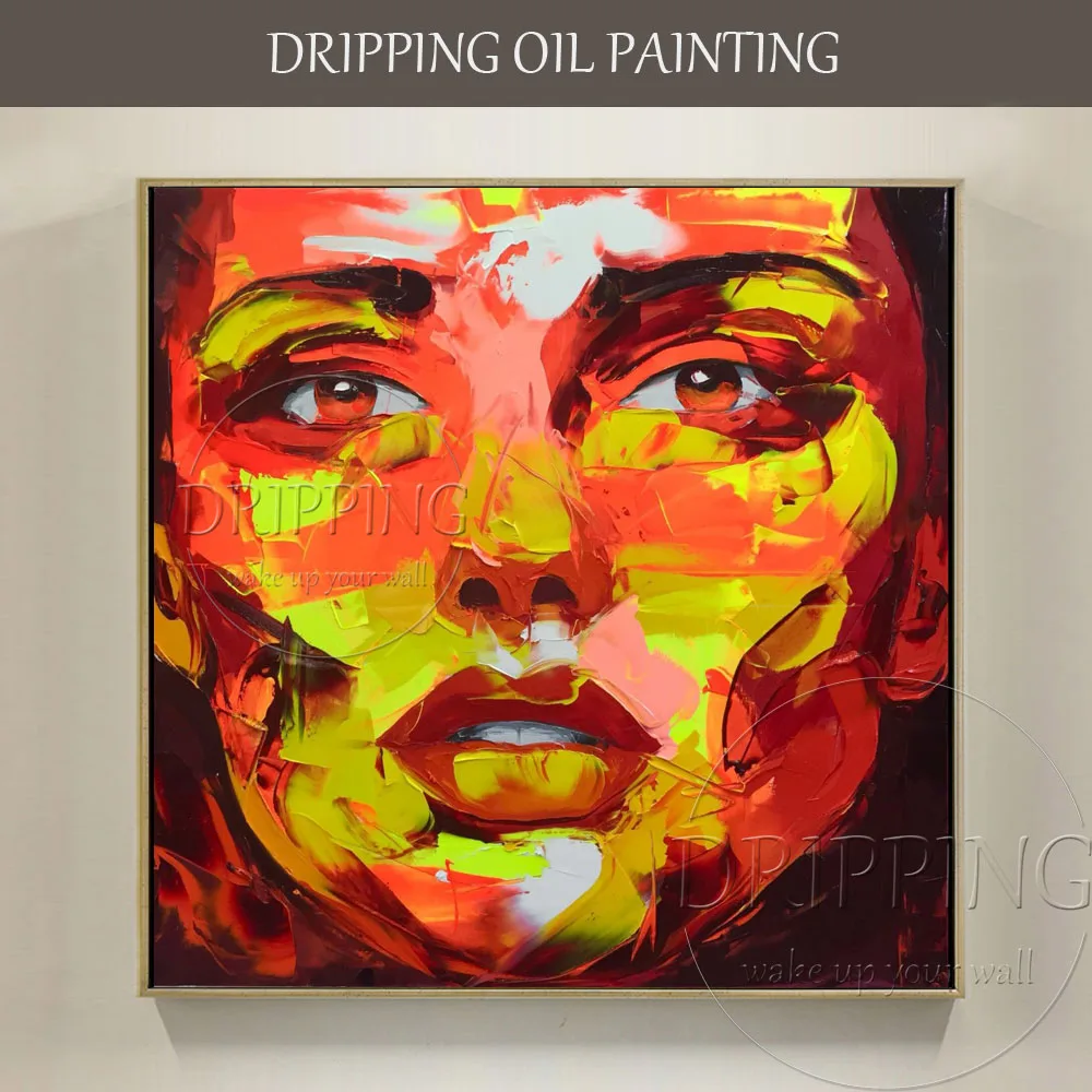 Artist Hand-painted Abstract Style Modern Figure Lady Oil Painting on Canvas Beautiful Colors Abstract Woman Face Oil Painting