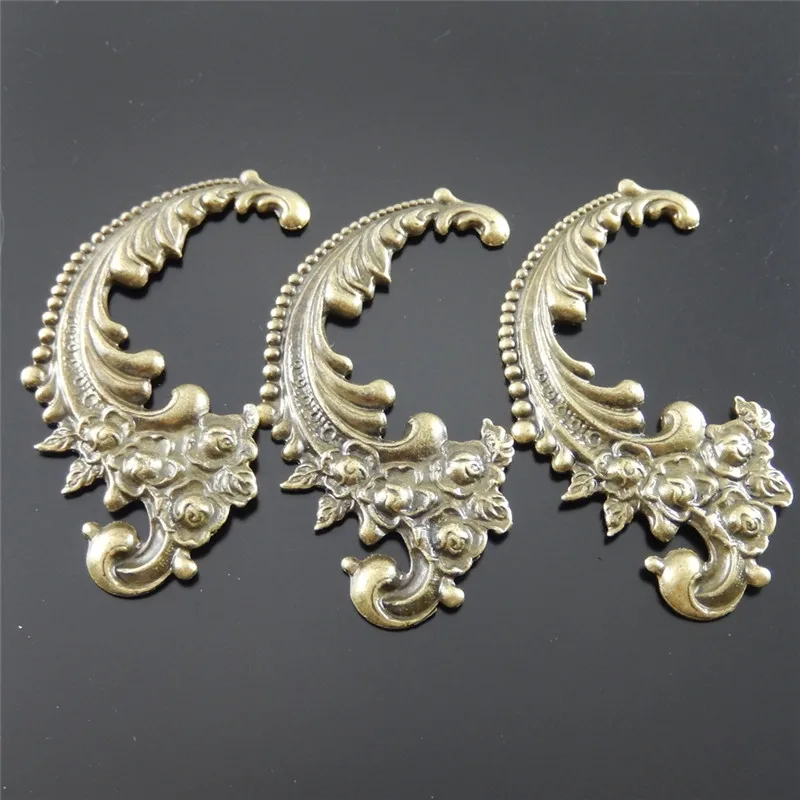 5PCS/PACK Antique Bronze Vintage Alloy Flower Swirl Charms Necklace Pendant Jewelry Finding Wings Handmade 63*40*2mm AU30666