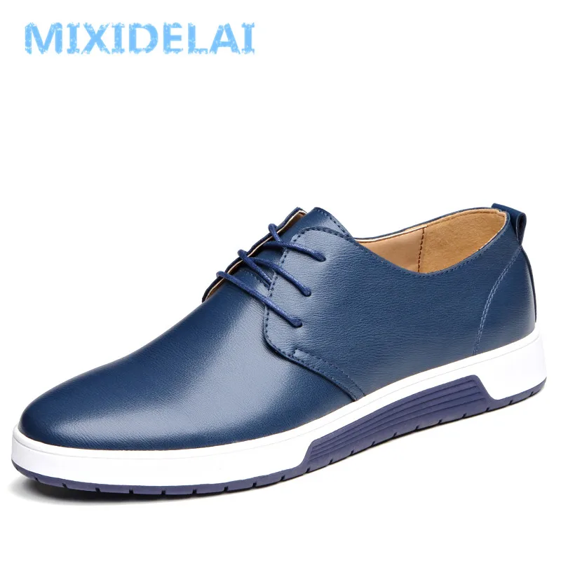 MIXIDELAI New Summer Breathable Holes Soft Male Casual Leather Shoes Adult Luxury Brand Flat Footwear Comfortable Shoes For Men