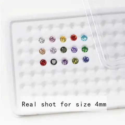 1PC Per Colours Total 15pcs 4mm ~ 10mm Round Shape Loose Cubic Zirconia Stone CZ