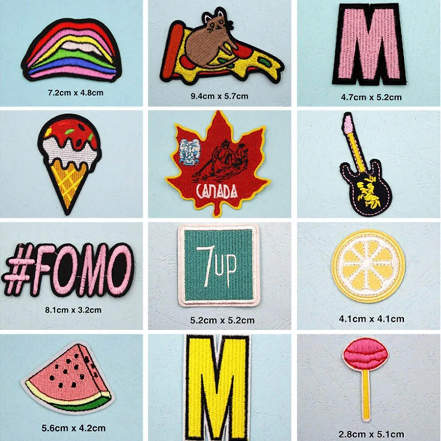 Guitar Lemon Fomo Patches Cap Shoe Iron On Embroidered Appliques DIY Apparel Accessories Patch For Clothing Fabric Badges BU10