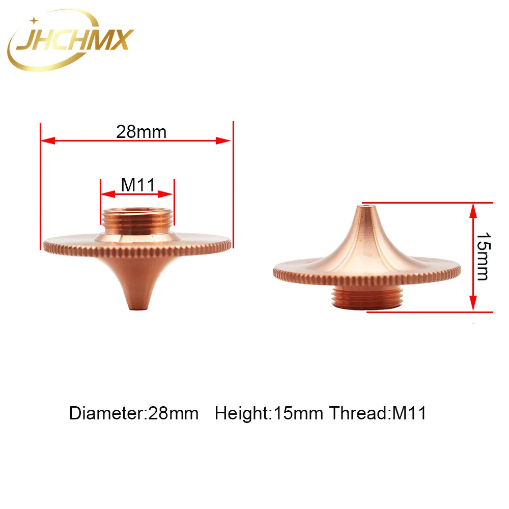 JHCHMX 10pcs/lot Fiber Laser Nozzles Dia.28mm H15 M11 Single Layer HD 0.8-4.0mm For HSG Precitec Fiber Laser Cutting Head