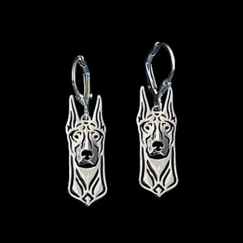 Women's Alloy Pet Dog Earrings Lovers Jewelry Doberman Earrings