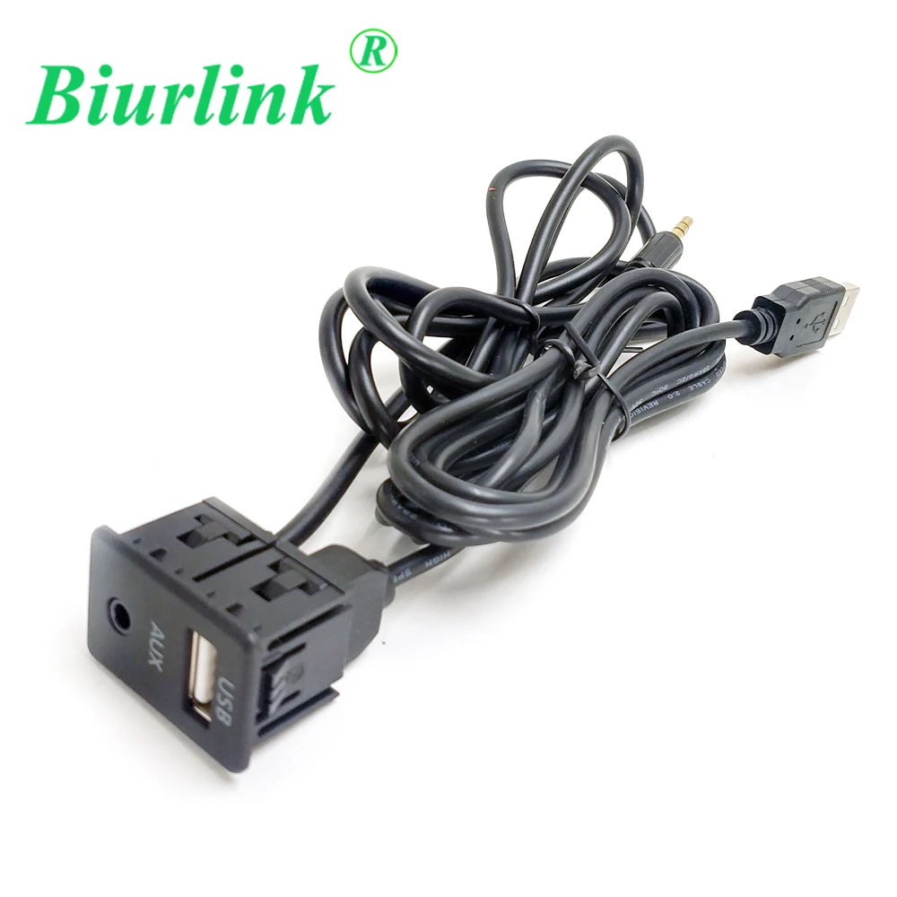 

Biurlink Universal 1.5M Flush Mount Cable Autos 3.5mm USB AUX Male Jack Modified Socket for Volkswagen Toyota BMW Peugeot