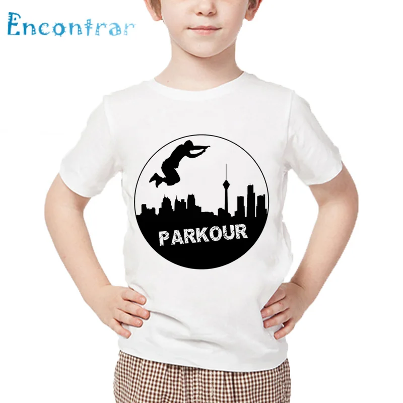 Kids Evolution Of Parkour Born To Jump Print Cool T shirt Children Summer White Tops Boys/Girls Casual T-shirt,HKP2422