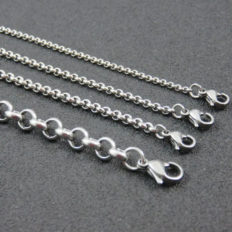 4/6/8/10mm Wide Chain Punk 316L Stainless Steel Silver Color Round O Chain Necklace Titanium steel Chain Necklace 18-40inch