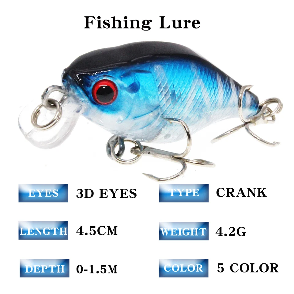 New 4cm/4g 1pcs Fishing Lures High Quality 5 Colors Available Crank bait Artificial Make Lifelike Crankbait Fishing Wobblers